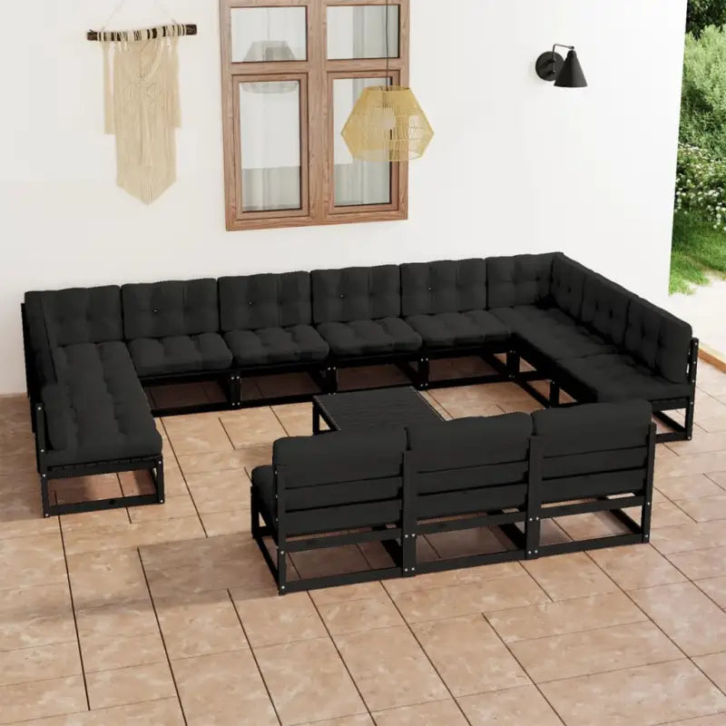 Tuinset van massief grenenhout voor ontspanning en gezelligheid - Zwart / Ja - Tuinsets