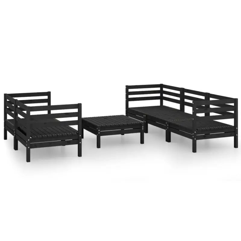 Tuinset van massief grenenhout voor ontspanning en gezelligheid - Zwart - Tuinsets