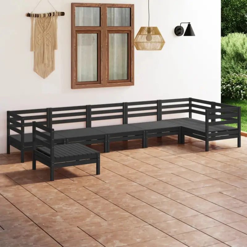 Tuinset van massief grenenhout voor ontspanning en gezelligheid - Zwart - Tuinsets