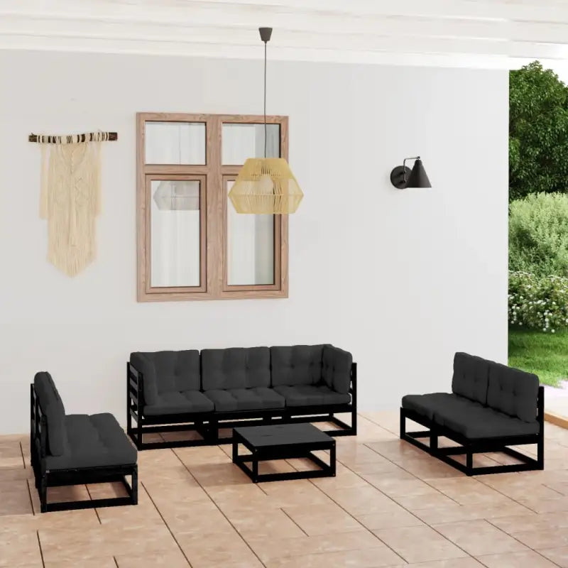 Tuinset van massief grenenhout voor ontspanning en gezelligheid - Zwart / Ja - Tuinsets