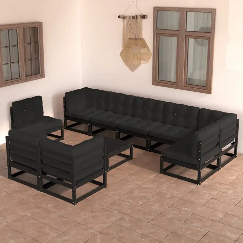 Tuinset van massief grenenhout voor ontspanning en gezelligheid - Zwart / Ja - Tuinsets