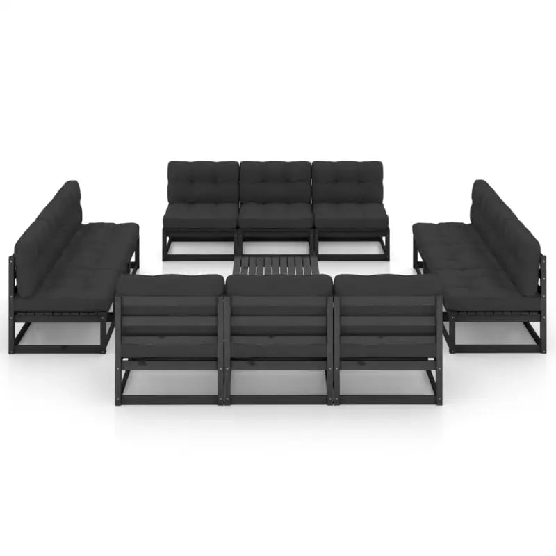 Tuinset van massief grenenhout voor ontspanning en gezelligheid - Zwart / Ja - Tuinsets