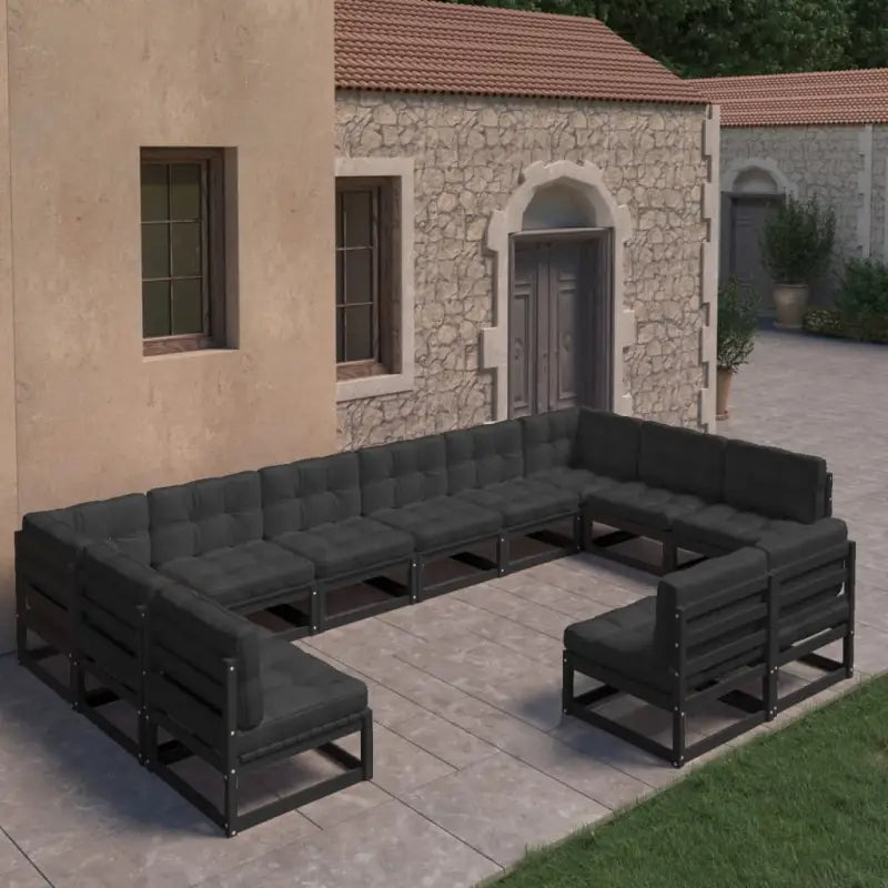 Tuinset van massief grenenhout voor ontspanning en gezelligheid - Zwart / Ja - Tuinsets