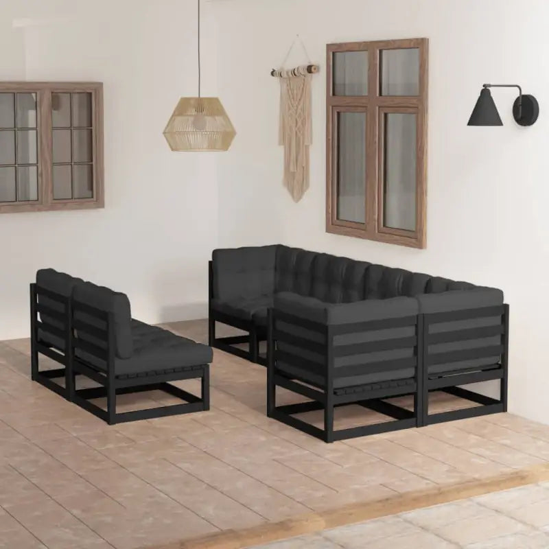 Tuinset van massief grenenhout voor ontspanning en gezelligheid - Zwart / Ja - Tuinsets