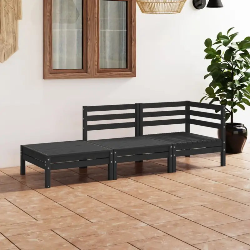 Tuinset van massief grenenhout voor ontspanning en gezelligheid - Zwart - Tuinsets