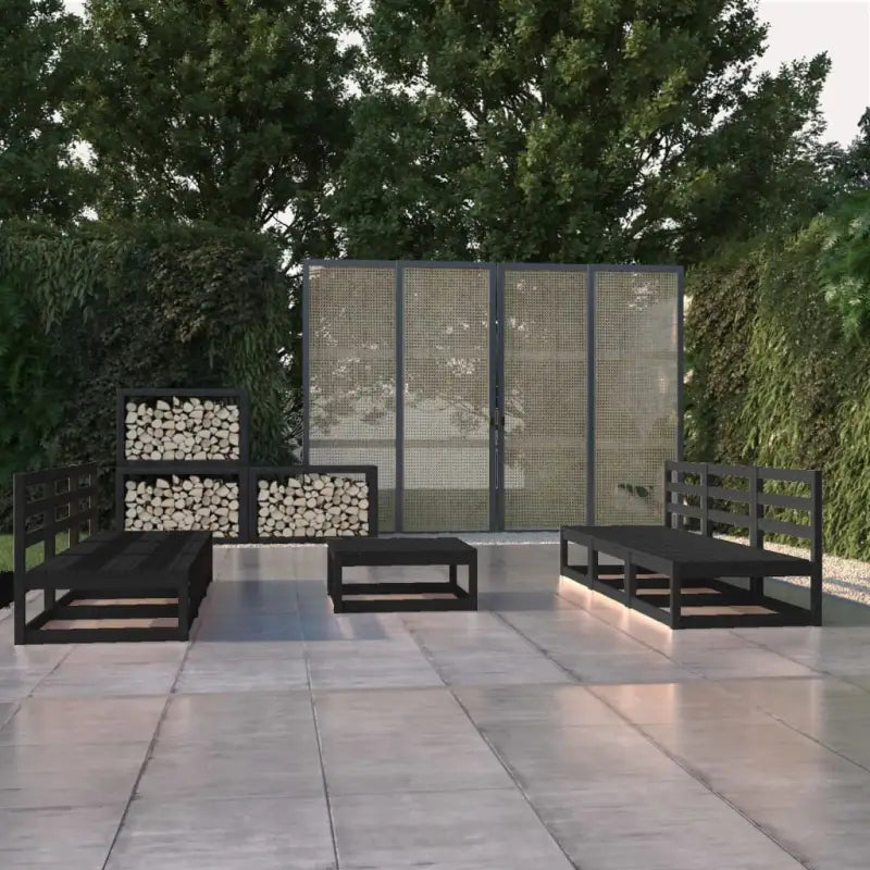 Tuinset van massief grenenhout voor ontspanning en gezelligheid - Zwart / Nee - Tuinsets