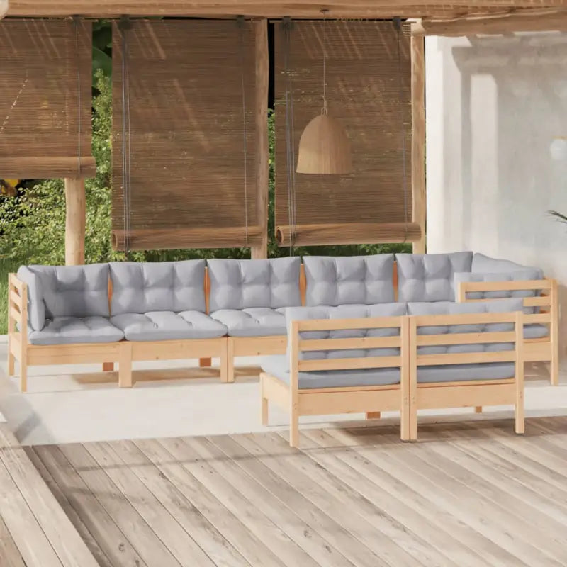 Tuinset van massief grenenhout voor ontspanning en gezelschap - Bruin en grijs - Tuinsets