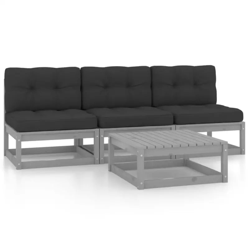 Tuinset van massief grenenhout voor ontspanning en gezelschap - Grijs / Ja - Tuinsets
