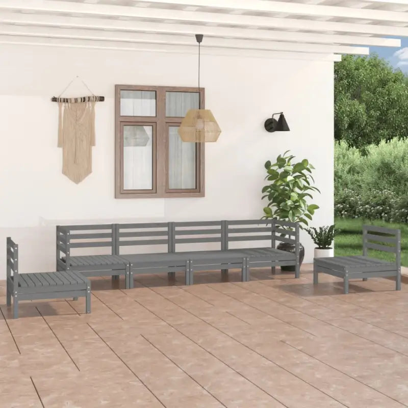 Tuinset van massief grenenhout voor ontspanning en gezelschap - Grijs - Tuinsets