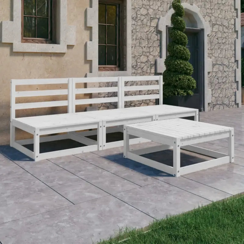 Tuinset van massief grenenhout voor ontspanning en gezelschap - Wit / Nee - Tuinsets