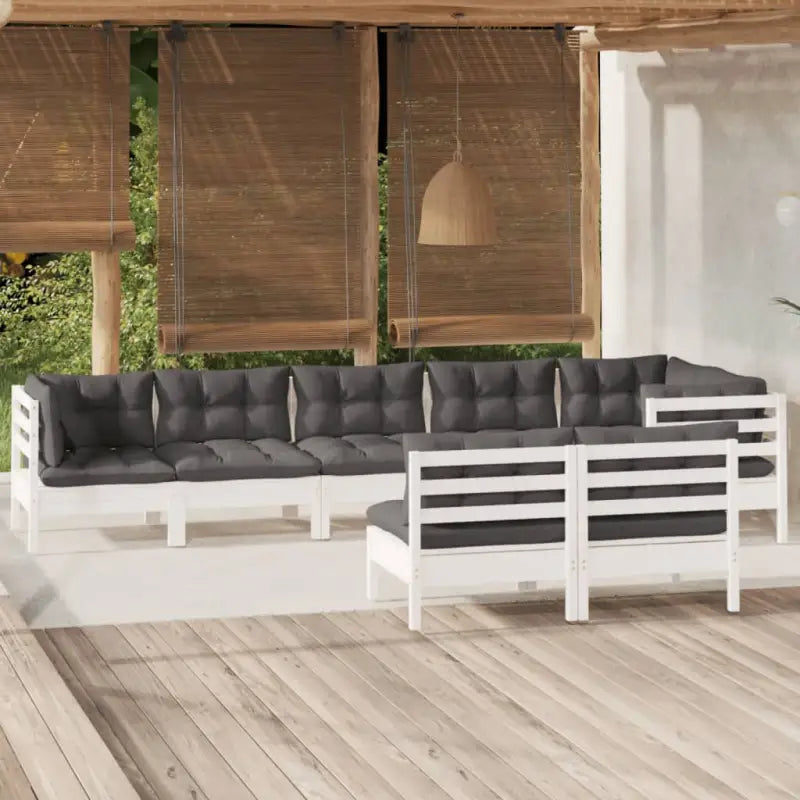 Tuinset van massief grenenhout voor ontspanning en gezelschap - Wit - Tuinsets