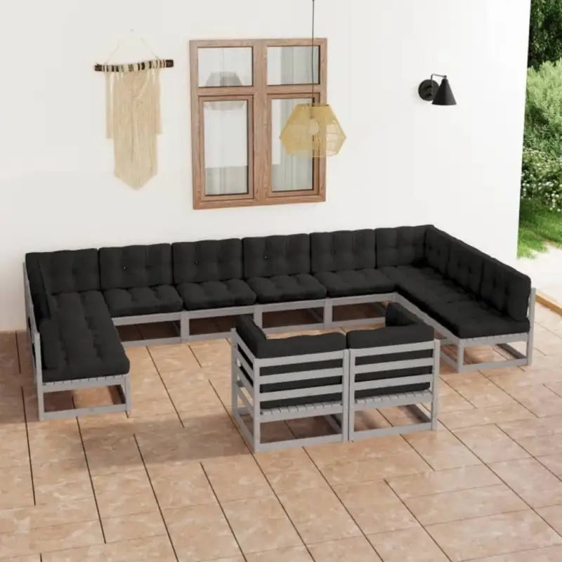 Tuinset van massief grenenhout voor ontspanning en samenzijn - Grijs / Ja - Tuinsets