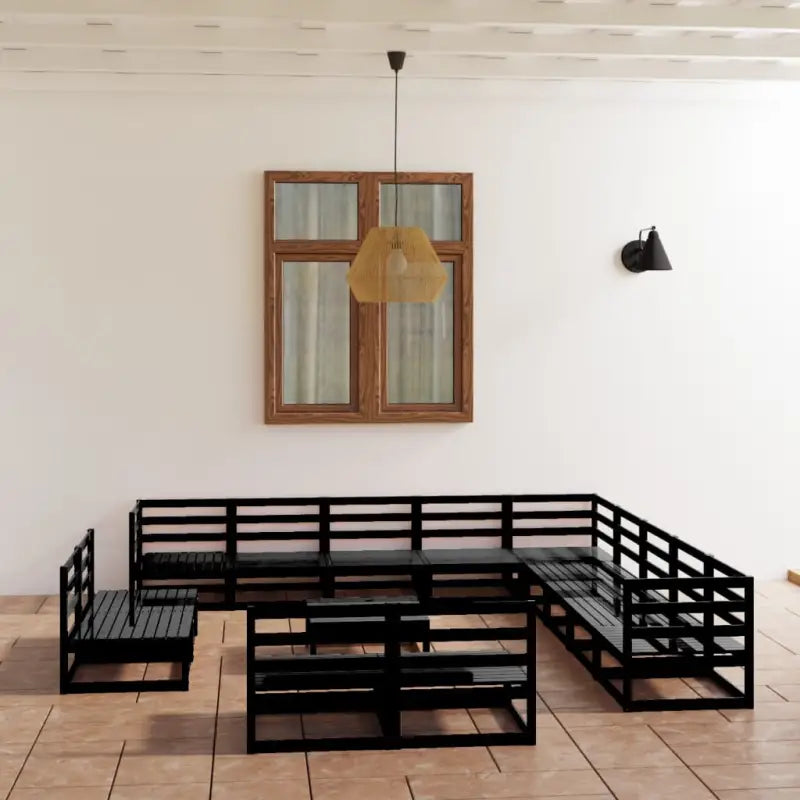 Tuinset van massief grenenhout voor ontspanning en samenzijn - Zwart / Nee - Tuinsets