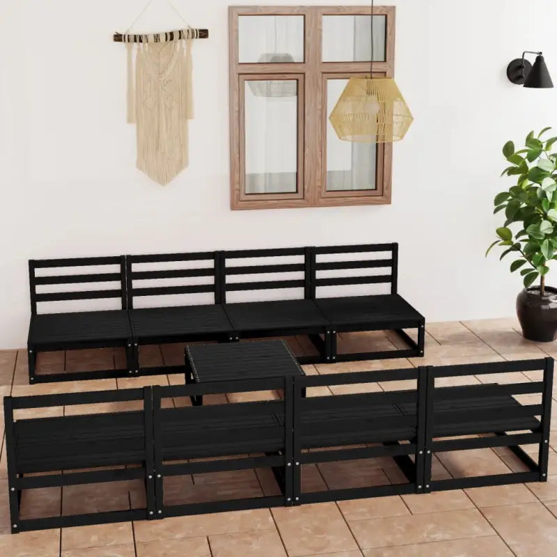 Tuinset van massief grenenhout voor ontspanning en samenzijn - Zwart / Nee - Tuinsets