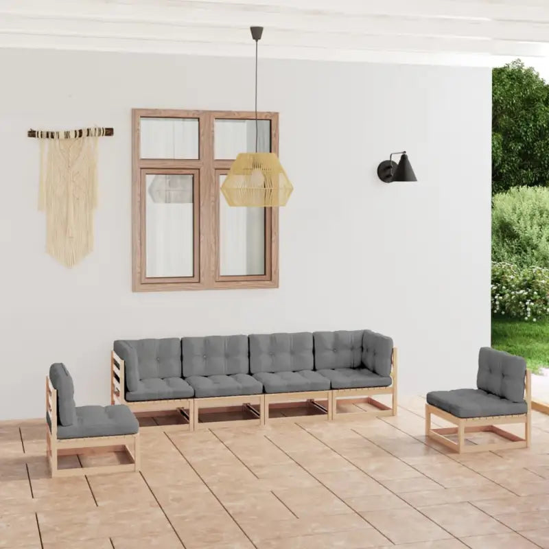 Tuinset van massief grenenhout voor ultiem buitenplezier - Naturel / Ja - Tuinsets