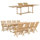 Tuinset van massief hout met verlengbare tafel en fijn geschuurd oppervlak - Met armleuning / Rechthoekig - Tuinsets