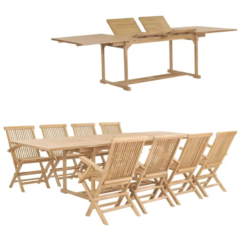 Tuinset van massief hout met verlengbare tafel en fijn geschuurd oppervlak - Met armleuning / Rechthoekig - Tuinsets