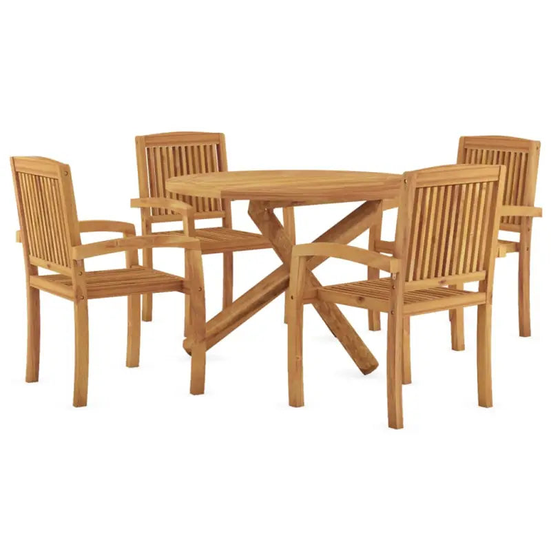 Tuinset van massief teakhout met waterbasisafwerking en afmetingen - Ø 110 cm Tafel - Tuinsets