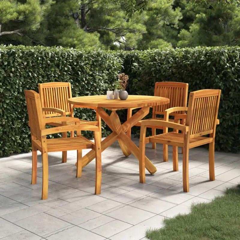 Tuinset van massief teakhout met waterbasisafwerking en afmetingen - Ø 110 cm Tafel - Tuinsets