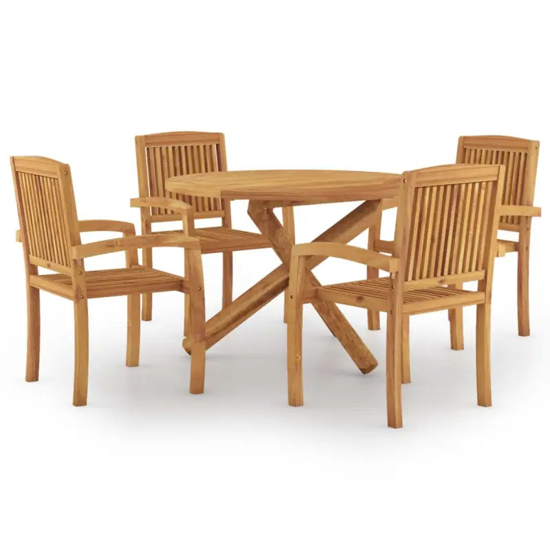 Tuinset van massief teakhout met waterbasisafwerking en afmetingen - Ø 110 cm Tafel - Tuinsets