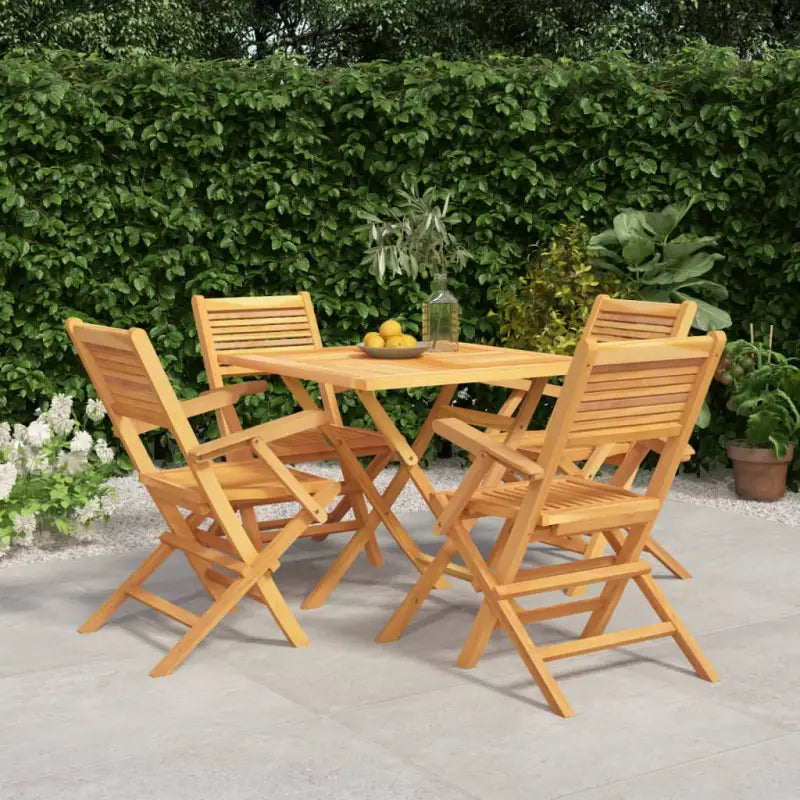 Tuinset van massief teakhout voor een comfortabele ervaring met gelat ontwerp - Met armleuning / Vierkant - Tuinsets