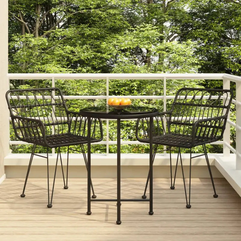 Tuinset van poly rattan met duurzame en eenvoudig schoon te maken afmetingen - Zwart - Tuinsets