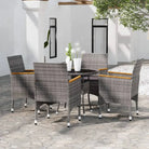 Tuinset van poly rattan met gehard glas en gepoedercoat staal - Grijs - Tuinsets