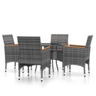 Tuinset van poly rattan met gehard glas en gepoedercoat staal - Tuinsets