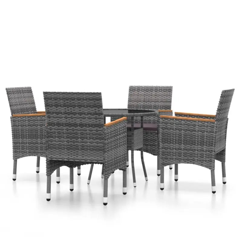 Tuinset van poly rattan met gehard glas en gepoedercoat staal - Tuinsets