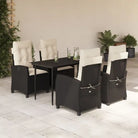Tuinset van poly rattan met gemakkelijk schoon gehard glas - 140 cm tafellengte / Zonder voetensteun - Tuinsets