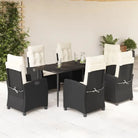 Tuinset van poly rattan met gemakkelijk schoon gehard glas - 160 cm tafellengte / Met voetensteun - Tuinsets