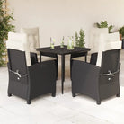 Tuinset van poly rattan met gemakkelijk schoon gehard glas - 80 cm tafellengte / Zonder voetensteun - Tuinsets