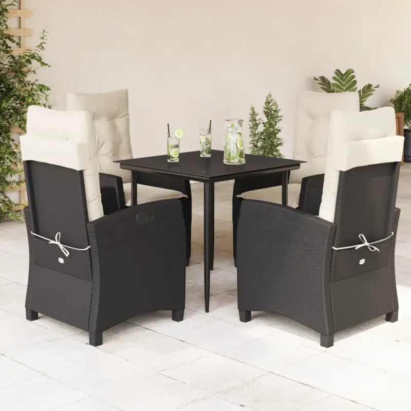 Tuinset van poly rattan met gemakkelijk schoon gehard glas - 80 cm tafellengte / Zonder voetensteun - Tuinsets