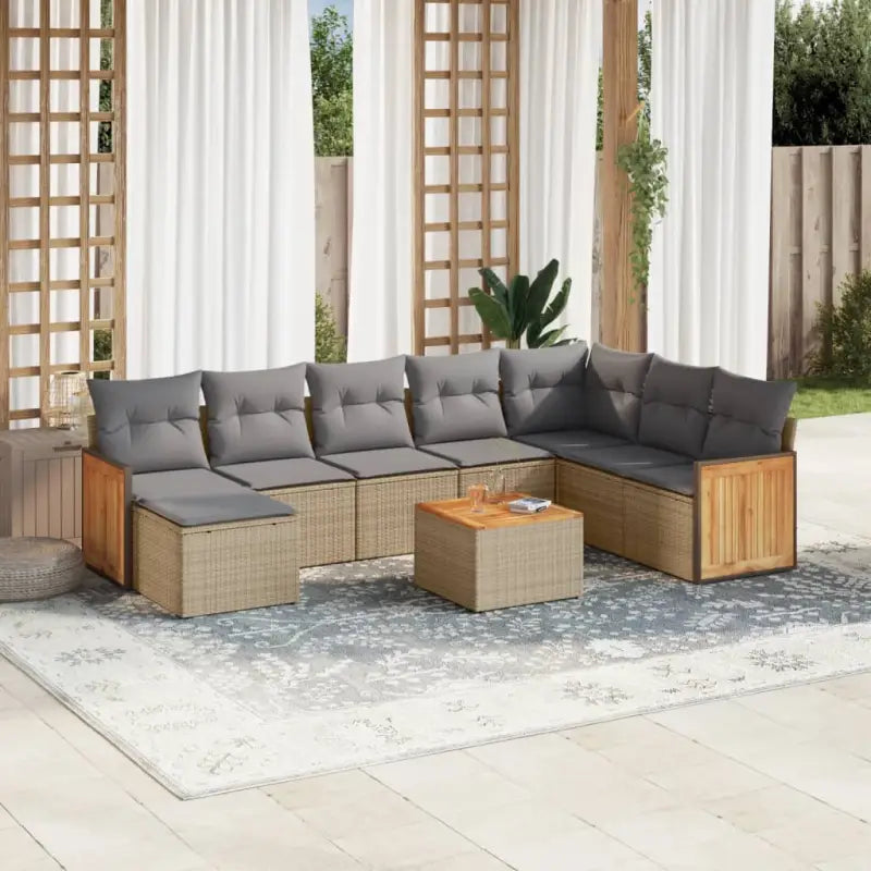 Tuinset van zwart gepoedercoat staal met comfortabele afmetingen - Beige en grijs / Met tafel - Tuinsets