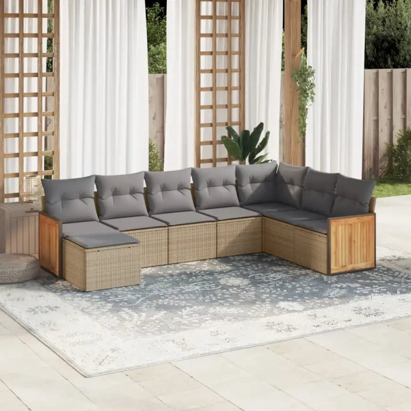 Tuinset van zwart gepoedercoat staal met comfortabele afmetingen - Beige en grijs / Zonder tafel - Tuinsets