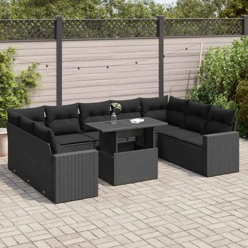 Tuinset van zwart materiaal en gepoedercoat staal met actuele afmetingen - Zwart / met opbergruimte - Tuinsets
