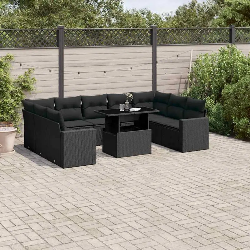 Tuinset van zwart materiaal en gepoedercoat staal met actuele afmetingen - Zwart / zonder opbergruimte - Tuinsets