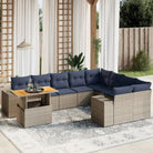 Tuinset van zwart materiaal en gepoedercoat staal met ruime afmetingen - Grijs / Tafel + 2x hoek + 5x midden - Tuinsets