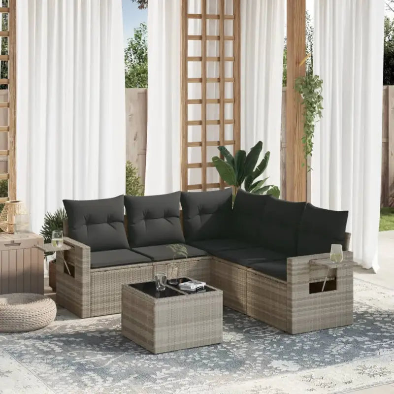 Tuinsets in beige materiaal met gepoedercoat staal en afmetingen - Lichtgrijs / Met tafel - Tuinsets