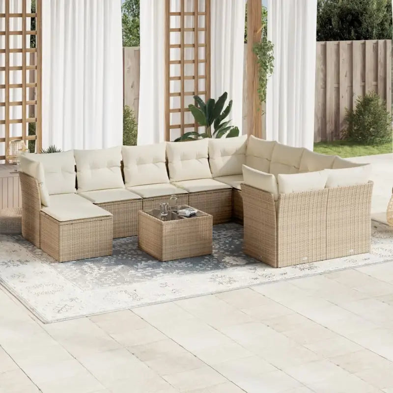 Tuinsets in beige materiaal met gepoedercoat staal en afmetingen - Tuinsets