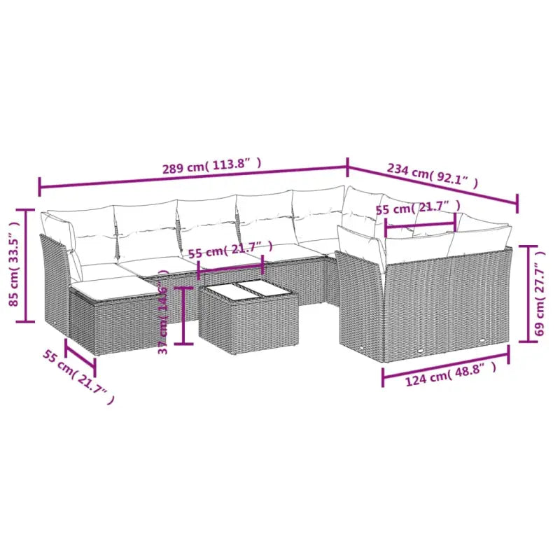 Tuinsets in beige materiaal met gepoedercoat staal en afmetingen - Tuinsets