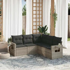 Tuinsets in beige materiaal met gepoedercoat staal en afmetingen - Lichtgrijs / Zonder tafel - Tuinsets