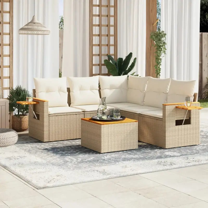 Tuinsets in beige materiaal met gepoedercoat staal en comfortabele afmetingen zitting - beige en crèmekleurig