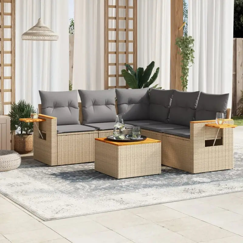 Tuinsets in beige materiaal met gepoedercoat staal en comfortabele afmetingen zitting - Beige en grijs / Met tafel