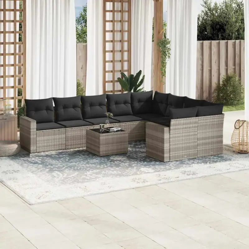 Tuinsets in beige materiaal met gepoedercoat staal en perfecte afmetingen - Lichtgrijs / Met tafel - Tuinsets