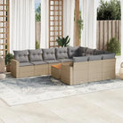 Tuinsets in gemengd beige materiaal voor comfortabele buitenruimte - beige mix en grijs / 6x midden + 2x hoek + Tafel