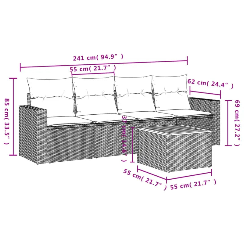 Tuinsets in grijs materiaal met gepoedercoat staal en perfecte afmetingen - Grijs - Tuinsets