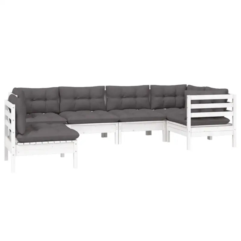 Tuinsets in massief grenenhout met comfortabele rug- en zijkussens - Wit - Tuinsets