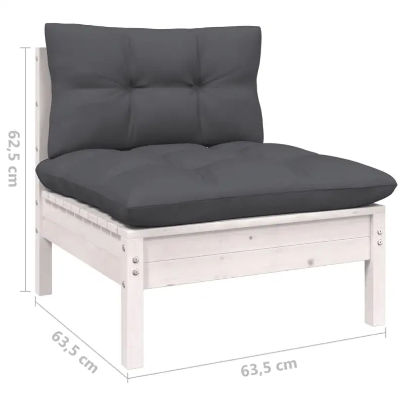 Tuinsets in massief grenenhout met comfortabele rug- en zijkussens - Wit - Tuinsets