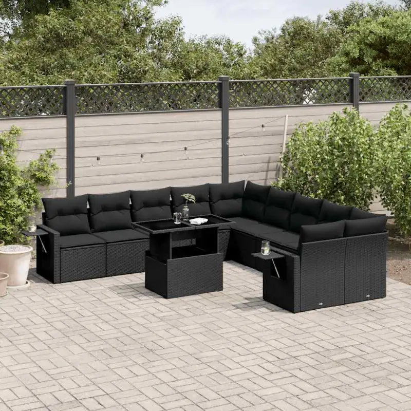 Tuinsets in zwart materiaal met gepoedercoat staal en afmetingen - Zwart / Met tafel - Tuinsets